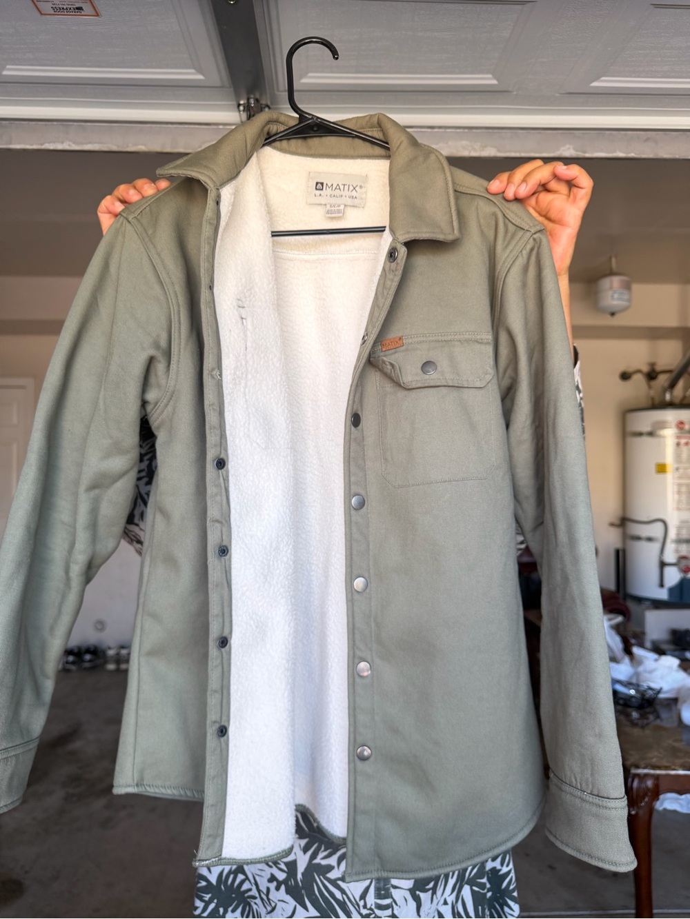 Matix Olive Green Sherpa-Lined Shirt Jacket